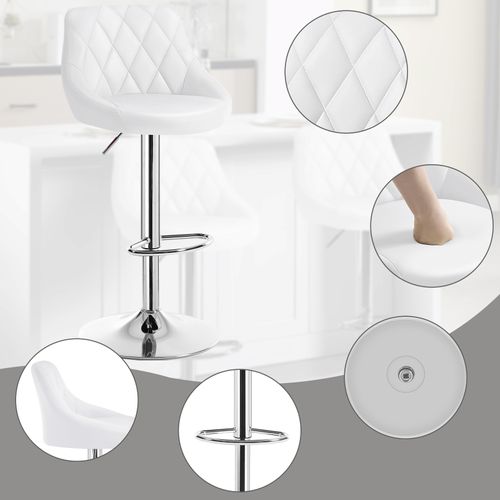 Lot De 2 Tabouret De Bar - Tabouret En Cuir Synthétique - Siège Bien Rembourré - Blanc
