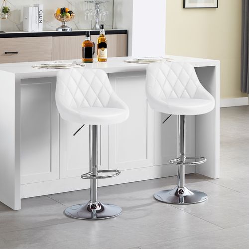 Lot De 2 Tabouret De Bar - Tabouret En Cuir Synthétique - Siège Bien Rembourré - Blanc
