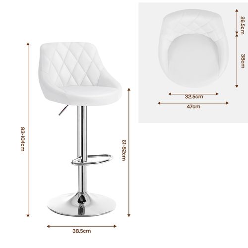 Lot De 2 Tabouret De Bar - Tabouret En Cuir Synthétique - Siège Bien Rembourré - Blanc