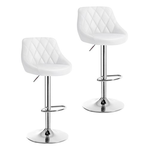 Lot De 2 Tabouret De Bar - Tabouret En Cuir Synthétique - Siège Bien Rembourré - Blanc