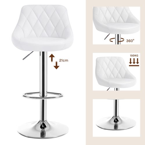Lot De 2 Tabouret De Bar - Tabouret En Cuir Synthétique - Siège Bien Rembourré - Blanc