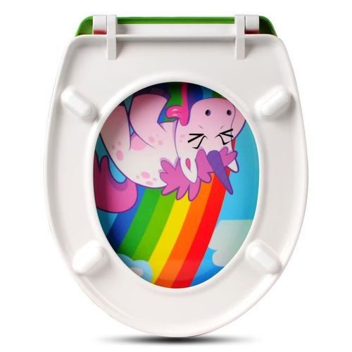 Abattant De Toilette En Duroplase Avec Charnières.couvercle De Wc Softclose.45.5x37.1cm.licorne