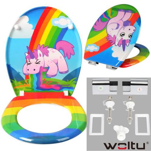 Abattant De Toilette En Duroplase Avec Charnières.couvercle De Wc Softclose.45.5x37.1cm.licorne