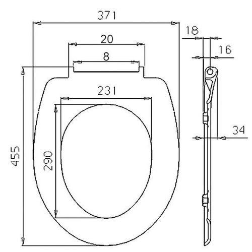 Abattant De Toilette En Duroplase Avec Charnières.couvercle De Wc Softclose.45.5x37.1cm.licorne