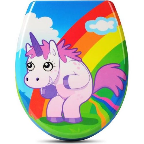 Abattant De Toilette En Duroplase Avec Charnières.couvercle De Wc Softclose.45.5x37.1cm.licorne