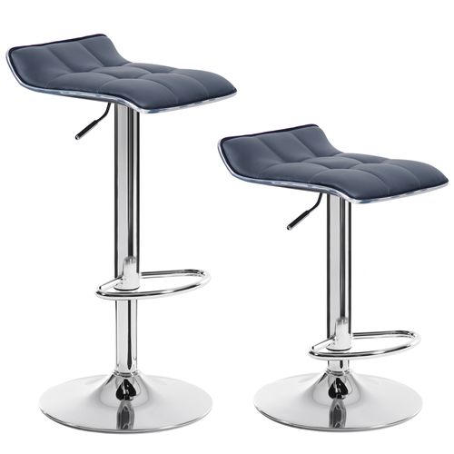 Lot De 2 Tabouret De Bar En Cuir Synthétique-Tabouret De Bar Pivotant-Hauteur Réglable-Gris