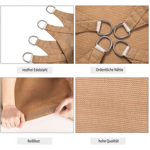 Voile D’ombrage Rectangulaire 3x5m En Hdpe.protection Contre Le Soleil. Sable