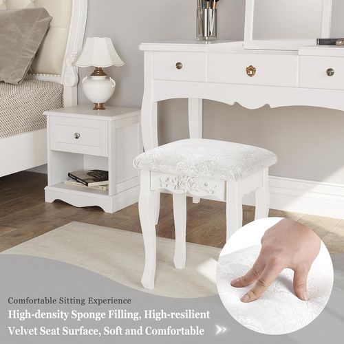 Tabouret De Coiffeuse. Chaise De Maquillage. Blanc Crème. 37x30x50cm.