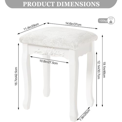 Tabouret De Coiffeuse. Chaise De Maquillage. Blanc Crème. 37x30x50cm.
