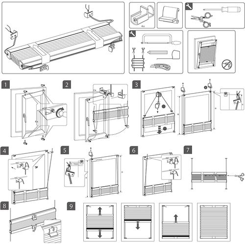 Stores Plissés.installation Rapide Et Directement Sans Perçage. 85x130 Cm Crème.