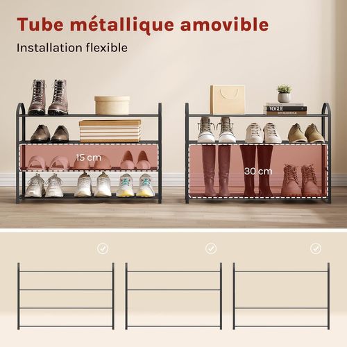 Etagère à Chaussures De 4 Étages. Meuble à Chaussure Pour 16 Paires De Chaussures. 79x19.5x62cm.Noir