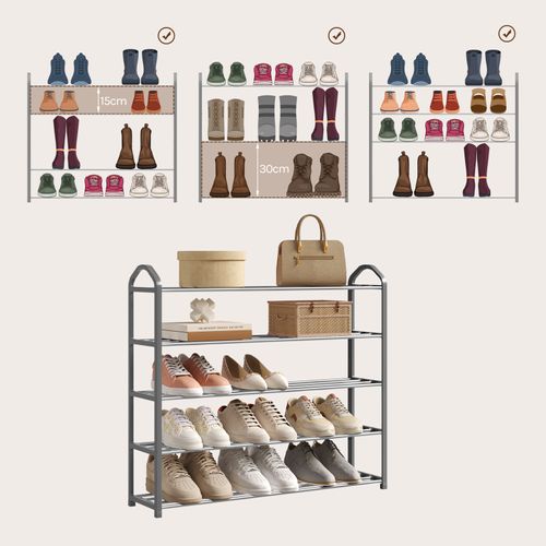 Etagère à Chaussures De 5 Étages. Meuble à Chaussure Pour 20 Paires De Chaussures. 79x19.5x79cm.gris