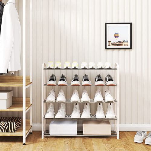 Etagère à Chaussures De 5 Étages. Meuble à Chaussure Pour 20 Paires. 79x19.5x79cm. Crème