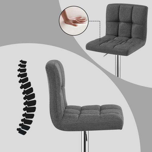 Lot De 2 Tabouret De Bar En Lin-Siège Bien Rembourré-Tabouret Pivotant-Gris Foncé