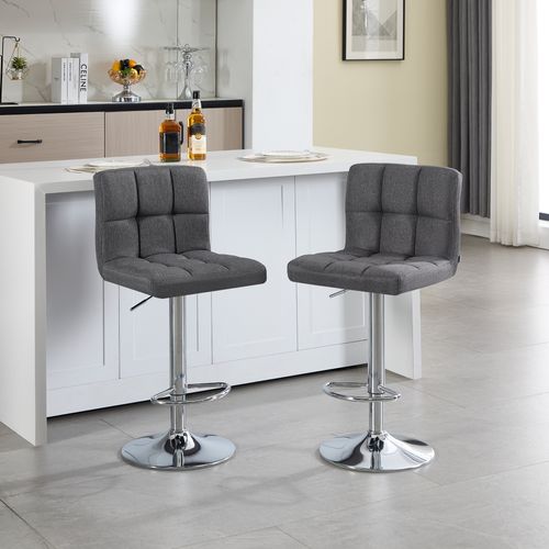 Lot De 2 Tabouret De Bar En Lin-Siège Bien Rembourré-Tabouret Pivotant-Gris Foncé