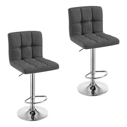 Lot De 2 Tabouret De Bar En Lin-Siège Bien Rembourré-Tabouret Pivotant-Gris Foncé