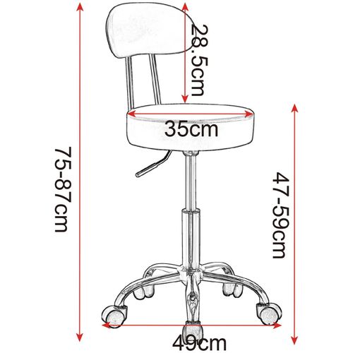 Tabouret De Bar Tabouret De Travail à Roulettes Chaise De Bureau Avec Dossier Noir