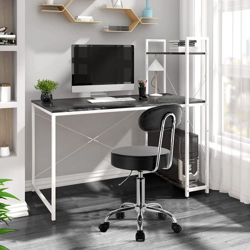 Tabouret De Bar Tabouret De Travail à Roulettes Chaise De Bureau Avec Dossier Noir