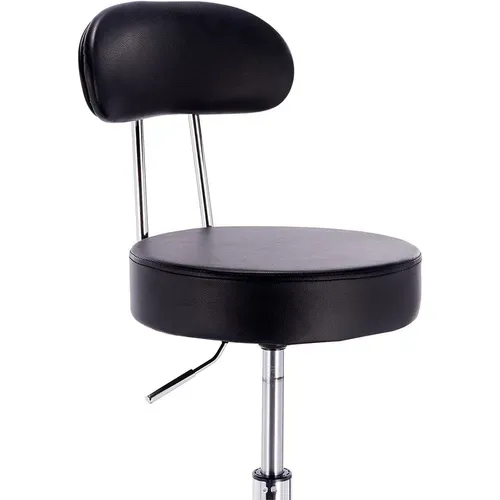 Tabouret De Bar Tabouret De Travail à Roulettes Chaise De Bureau Avec Dossier Noir