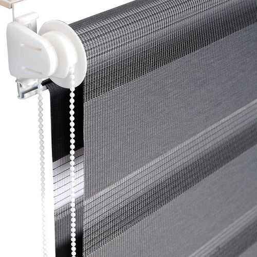Store Enrouleur Double Fixation Rapide Isolant Thermique 120x150 cm Gris Foncé