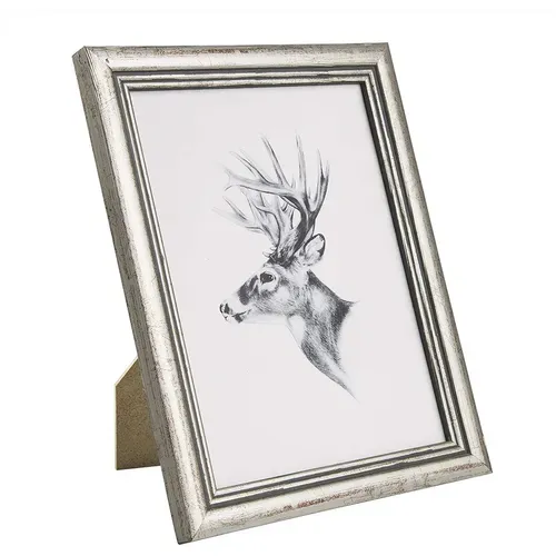 1 X Cadre De Photo En Bois Et Vitre. Cadre Photo De Style Artos. 21x29.7cm Environ. Argent