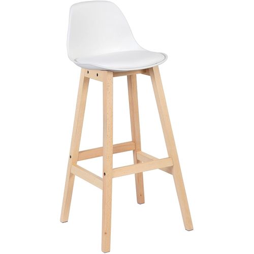 Lot De 2 Tabouret De Bar-pieds En Bois-tabouret De Cuisine-siège En Similicuir-blanc