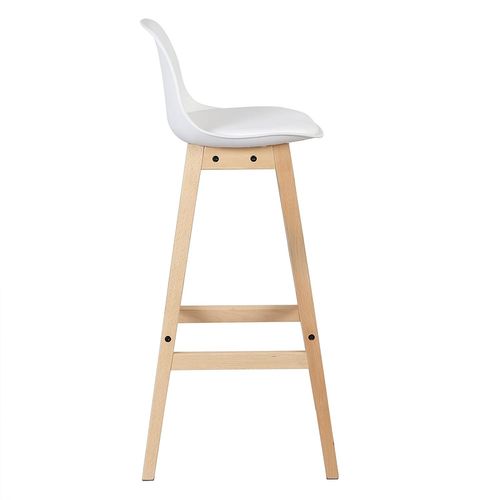 Lot De 2 Tabouret De Bar-pieds En Bois-tabouret De Cuisine-siège En Similicuir-blanc