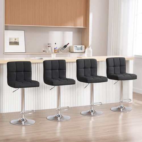 Lot De 2 Tabouret De Bar En Lin-Tabouret De Bar Pivotant-Noir