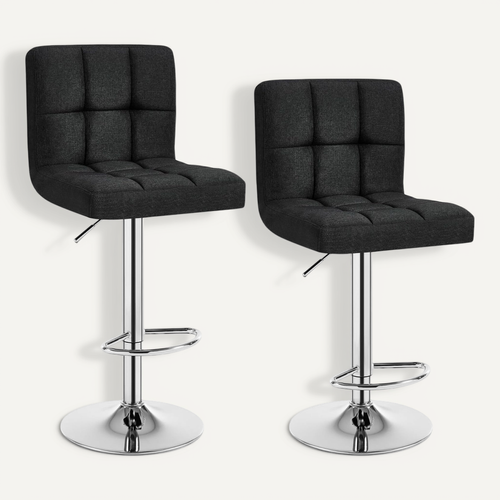 Lot De 2 Tabouret De Bar En Lin-Tabouret De Bar Pivotant-Noir
