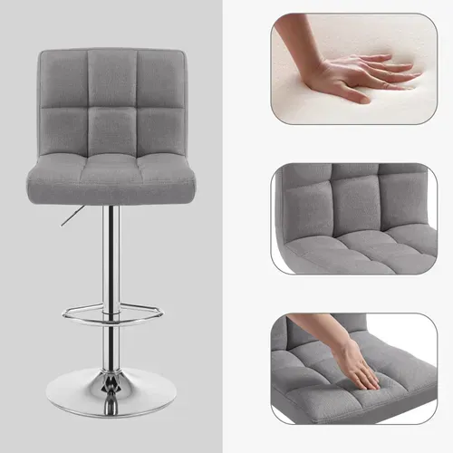 Tabouret De Bar En Lin Chaise De Bar Avec Repose-Pied Capacité De Charge De Siège:150 Kg-Gris Clair