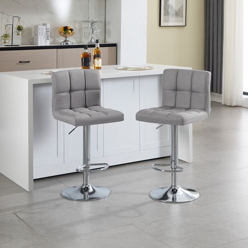 Tabouret De Bar En Lin Chaise De Bar Avec Repose-Pied Capacité De Charge De Siège:150 Kg-Gris Clair
