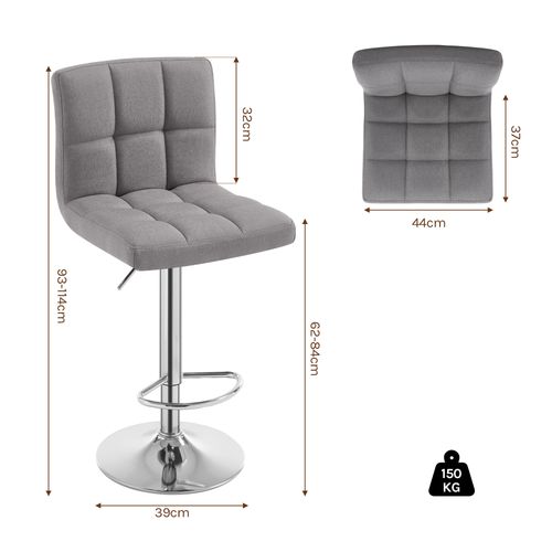 Tabouret De Bar En Lin Chaise De Bar Avec Repose-Pied Capacité De Charge De Siège:150 Kg-Gris Clair