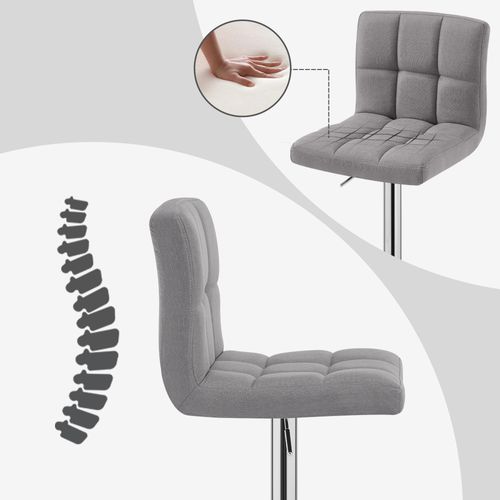 Tabouret De Bar En Lin Chaise De Bar Avec Repose-Pied Capacité De Charge De Siège:150 Kg-Gris Clair