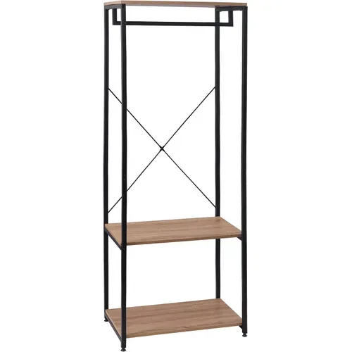 Armoire De Rangement - Métal Et Bois - Noir Et Chêne Clair - 60 X 40 X 167 cm