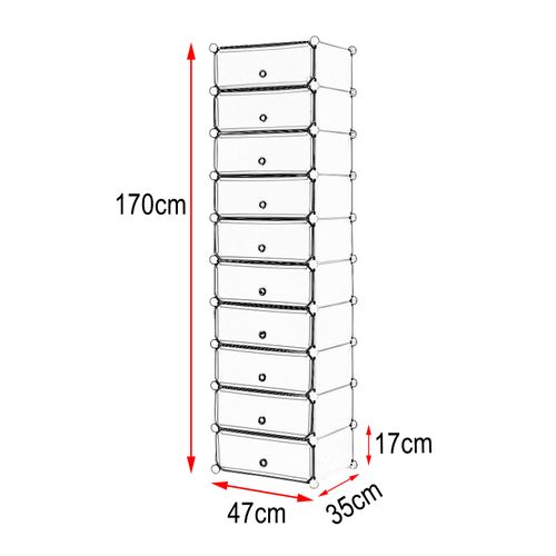 Meuble à Chaussures En Plastique.Rangement De Chaussures DIY.10 Couches.47x37x170 Cm.Noir