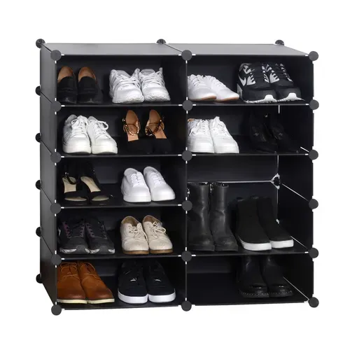 Meuble à Chaussures En Plastique.Rangement De Chaussures DIY.10 Couches.47x37x170 Cm.Noir
