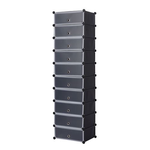 Meuble à Chaussures En Plastique.Rangement De Chaussures DIY.10 Couches.47x37x170 Cm.Noir
