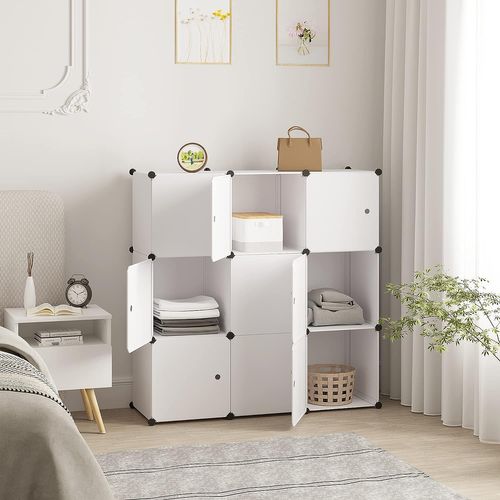 Penderie Pour Le Stockage De Vêtements/Accessoires/Livres.Étagère De Rangement Diy.9 Cubes.Blanc