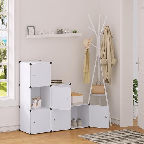 Armoire. Penderie Pour Le Stockage De Vêtements/Livres. Étagère De Rangement Diy. 6 Cubes. Blanc