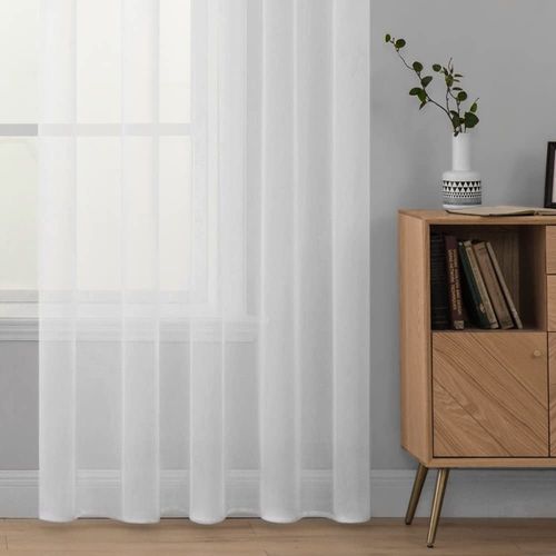 2 Pièces Rideaux Semi-transparents. Suspension Avec Passe-tringle. 140x175cm. Blanc. Vh5856ws-2