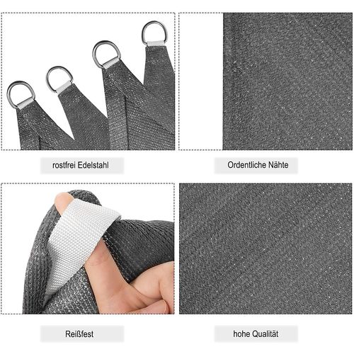 Voile D’ombrage 2x2m Carré En Hdpe.Protection Contre Le Soleil.Gris