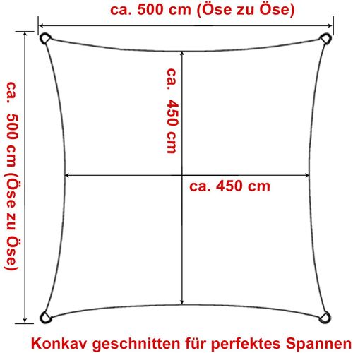 Voile D’ombrage 2x2m Carré En Hdpe.Protection Contre Le Soleil.Gris