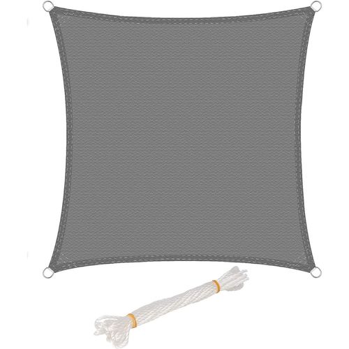 Voile D’ombrage 2x2m Carré En Hdpe.Protection Contre Le Soleil.Gris