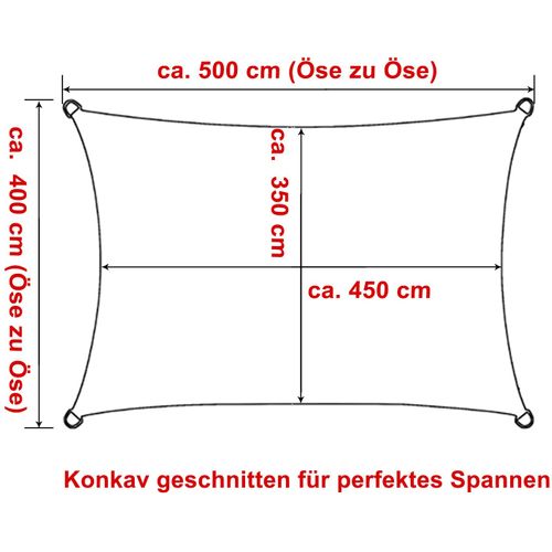 Voile D’ombrage Rectangulaire En Polyester. Protection Contre Le Soleil .4x5 M. Gris