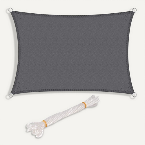 Voile D’ombrage Rectangulaire En Polyester. Protection Contre Le Soleil .4x5 M. Gris
