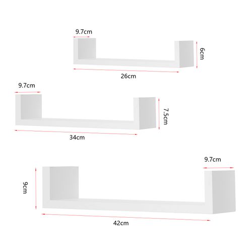 Étagère Murale Lot De 3 Pour Livres/cd/dvd.étagère Pour Placer Image/magazine/photo.blanc