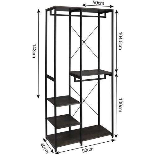 Vestiaire - Métal Et Bois - Noir+rouille - 90 X 40 X 204.5 Cm