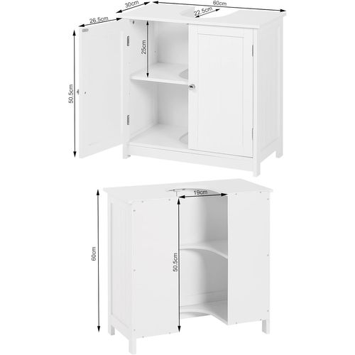 Meuble De Rangement En Bois-Meuble De Salle De Bain-Armoire De Salle De Bain 60x60x30 Cm-Blanc