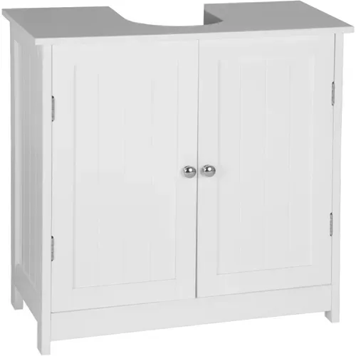 Meuble De Rangement En Bois-Meuble De Salle De Bain-Armoire De Salle De Bain 60x60x30 Cm-Blanc