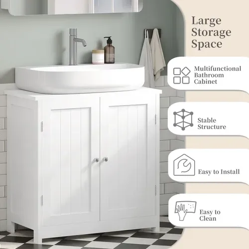 Meuble De Rangement En Bois-Meuble De Salle De Bain-Armoire De Salle De Bain 60x60x30 Cm-Blanc